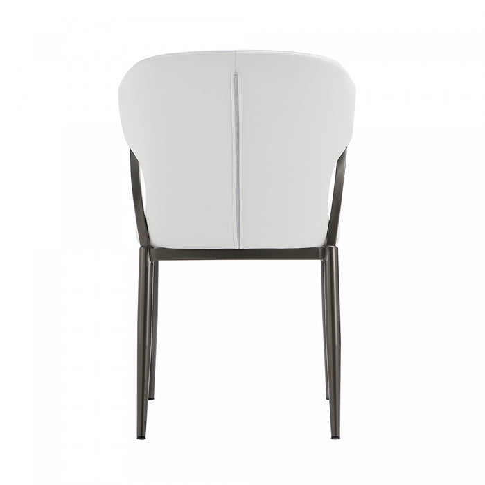 Chaise de salle a manger moderne en cuir vegetalien et metal Kirsten, blanche - Lot de 4