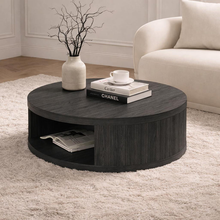 Table basse ronde contemporaine Alure 36\" en charbon