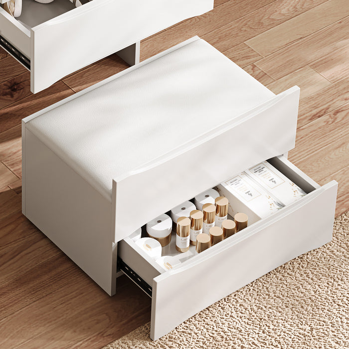 Emily Ensemble de coiffeuse 3-en-1 avec miroir LED et rangement, Blanc