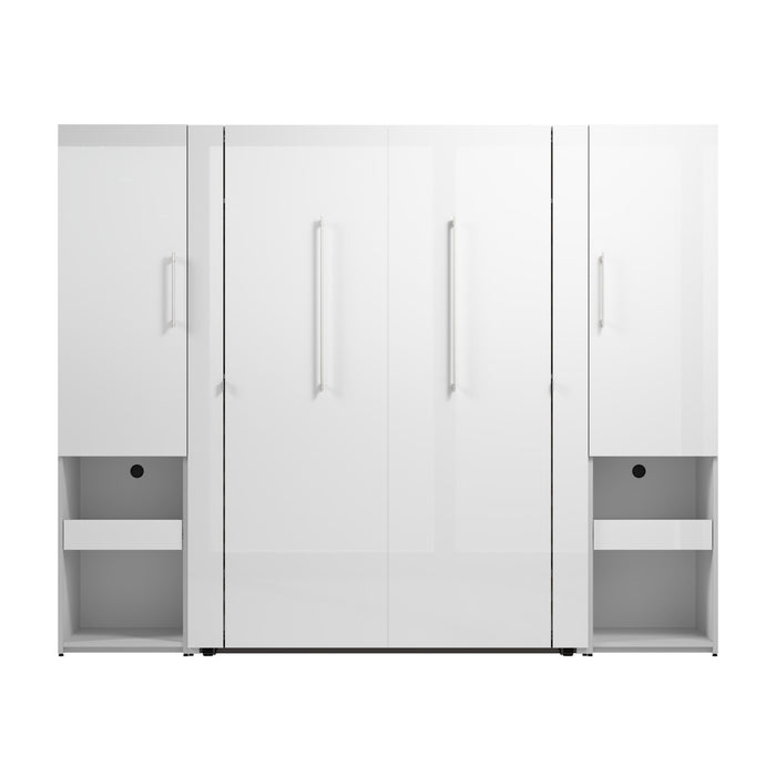 Lit double escamotable Avalon de Bestar de 101 po (L) avec armoires de rangement et tablette coulissante
