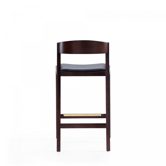 Tabouret de comptoir en bois rembourre style Klismos mi-siecle moderne noir - Lot de 2