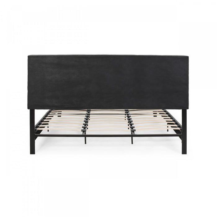 Lucia Cadre De Lit Plateforme Capitonne Avec Couture Waffle, Taille King, Gris Charbon
