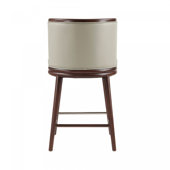 Tabouret de comptoir moderne en bois avec revetement en tissu pierre Evalyn