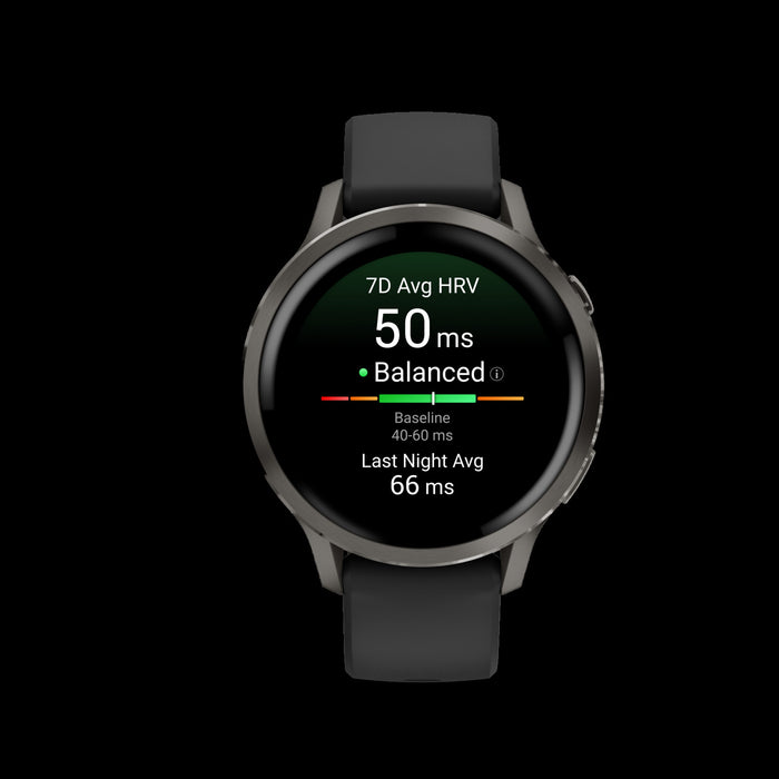 Montre connectee Garmin Venu 4 41mm Slate Black GPS - Vetements d'entrainement, frequence cardiaque, suivi du stress, suggestions d'entrainement, preparation a l'entrainement, sessions mixtes