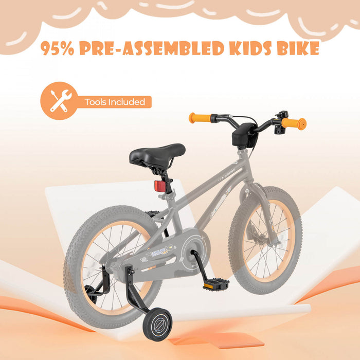 Velo Costway 16 Pouces Pour Enfants De 4 A 7 Ans Avec Selle Reglable Et Guidon Antiderapant Noir