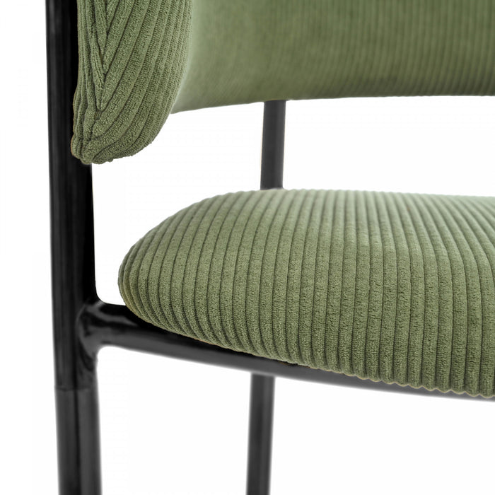 Ethan Ensemble de 4 chaises d’appoint modernes avec assise en velours cotele, pieds inclines et pieds reglables, vert