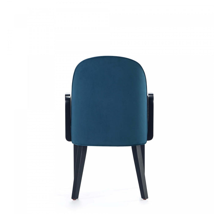 Fauteuil moderne en bois Hillman avec accoudoirs et revetement bleu - Lot de 2