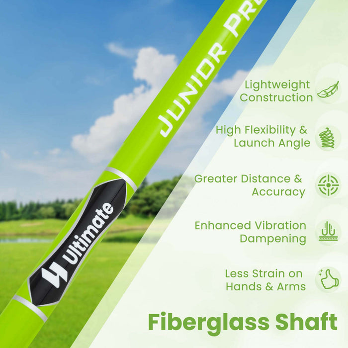 Ultimate Junior #7 Fer Pour Enfants Avec Arbre En Fibre De Verre Et Couverture De Tete Junior Practice Golf Club Green