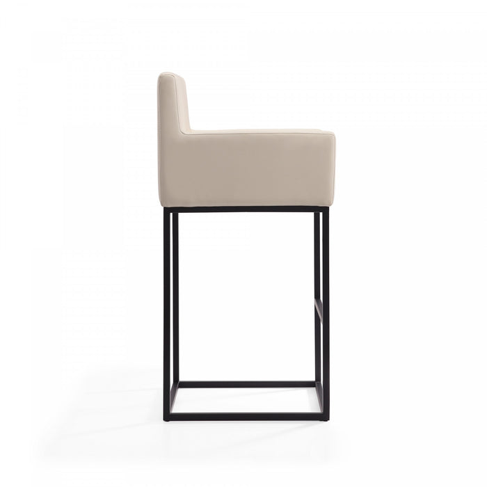 Tabouret de comptoir rembourre en metal style mid-century modern Ambassador, creme - Lot de 2