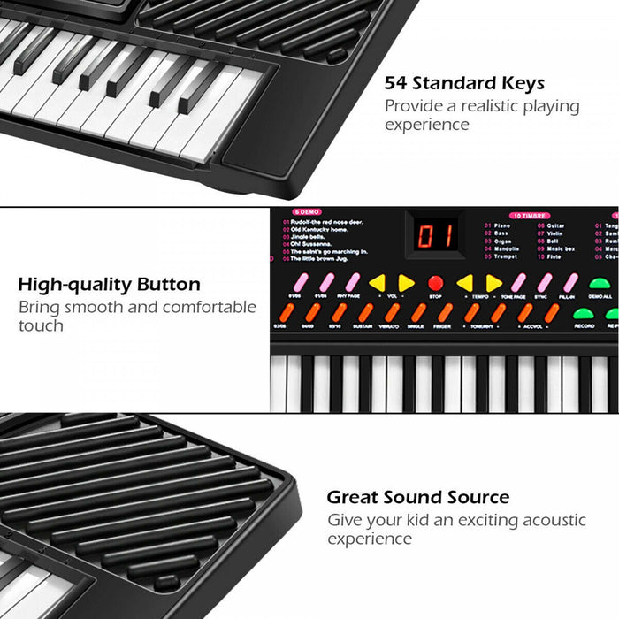 Costway Clavier Electronique 54 Touches, Piano Electrique pour Enfants avec Micro et Adaptateur