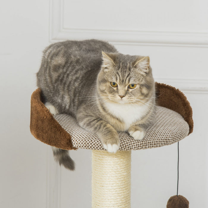 Pawhut Arbre A Chat D'interieur, Centre D'activites D'escalade, Meubles Pour Chaton Avec Maison Pour Chat, Lit, Griffoir, Jouet Suspendu, Marron