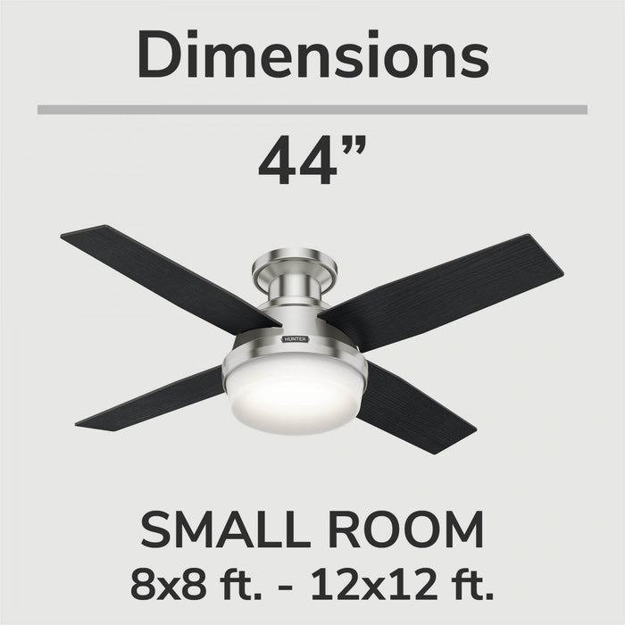 Ventilateur de plafond Dempsey à profil bas avec luminaire - Gris