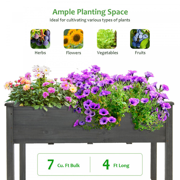 Costway En Bois Souleve Lit De Jardin De Legumes Eleve Cultiver Planteur De Legumes Gris