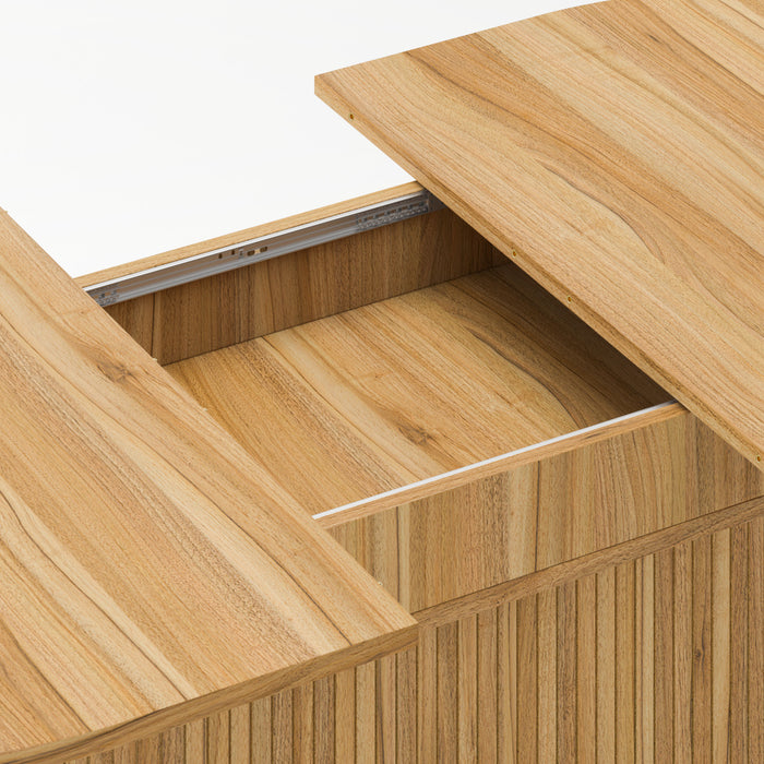 Noah Table a manger ovale extensible avec pieds rayes, brun clair
