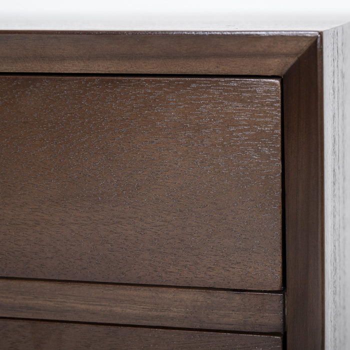 Emma Table de Nuit Moderne Mid-Century avec 2 Tiroirs, Marron