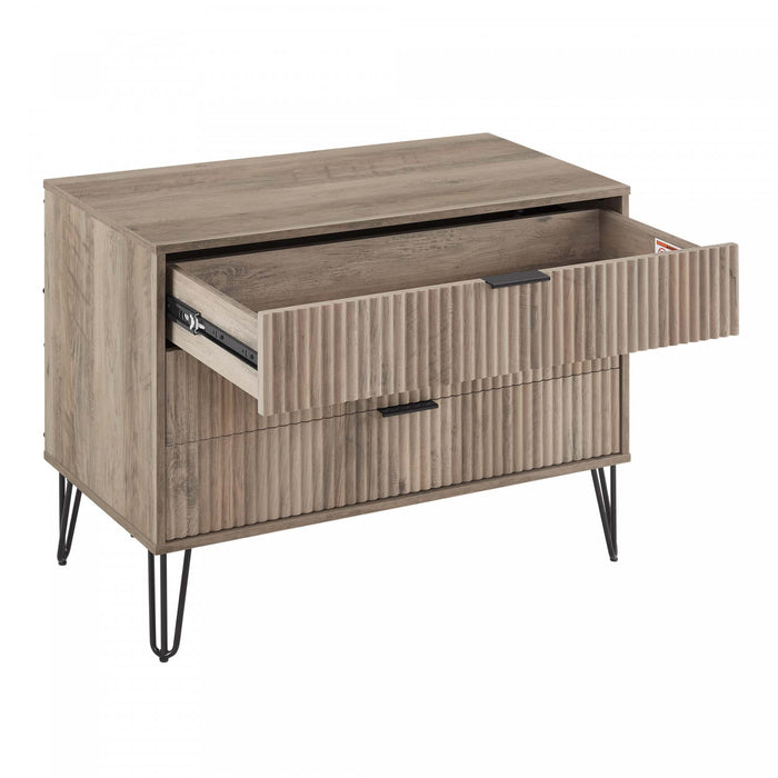 Commode Dumbo Moderne 35\" a rainures en gris rustique (3 tiroirs)