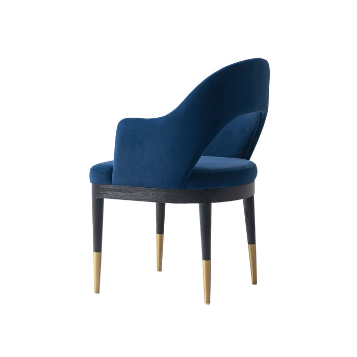Fauteuil moderne glamour Carrington en velours bleu nuit