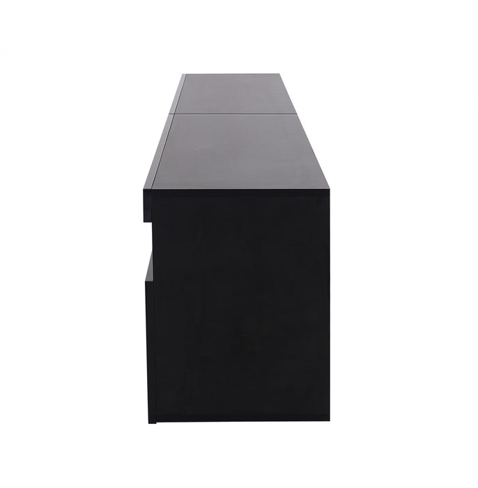 James 70.8\" Cabinet TV Moderne avec Eclairage LED USB et Facade Haute Brillance, Noir