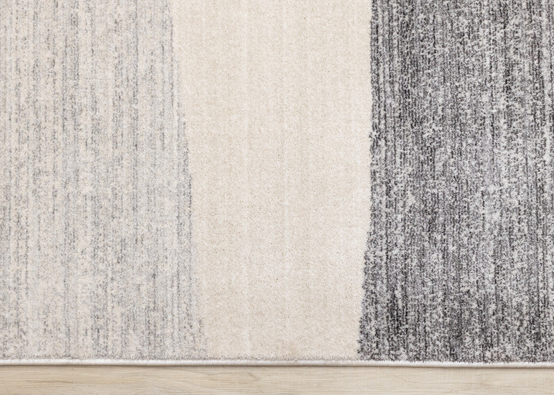 Tapis geometrique gris noir creme Olivia, 5'7\" x 7'10\"