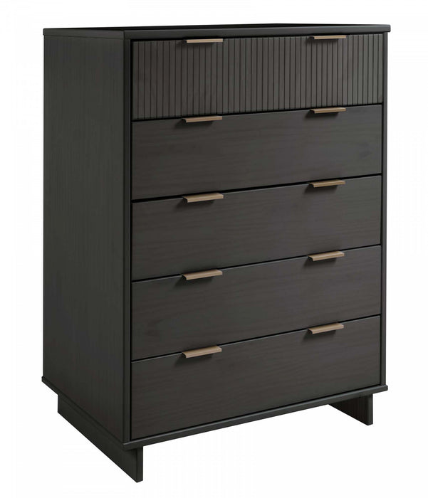 Commode Granville Moderne 38\" en gris charbon (5 tiroirs)