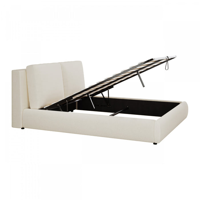 Diana Ottoman Hydraulic Lift Storage Platform Bed with Luxurious Boucle Upholstered and Sturdy Storage,King Size,White
