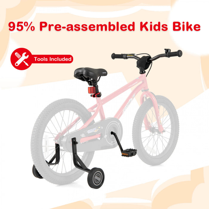 Velo Costway 18 Pouces Pour Enfants De 4 A 8 Ans Avec Selle Reglable Et Guidon Antiderapant Rouge