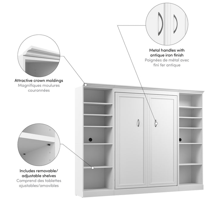 Lit double escamotable Versatile de Bestar avec organisateurs de garde-robe (109 po [L]) - blanc