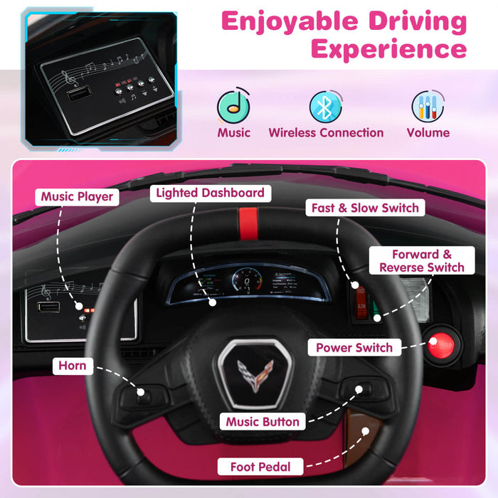Costway 12v Electrique Enfants Rouler Sur La Voiture Avec Telecommande Sans Fil Connexion Lumieres Rose