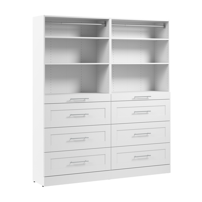 Bestar Florence 71" Modular Reach-In/Walk-In Closet System with Storage - White|Système de garde-robe et pièce-penderie modulaire Florence de Bestar de 71 po avec rangement - blanc