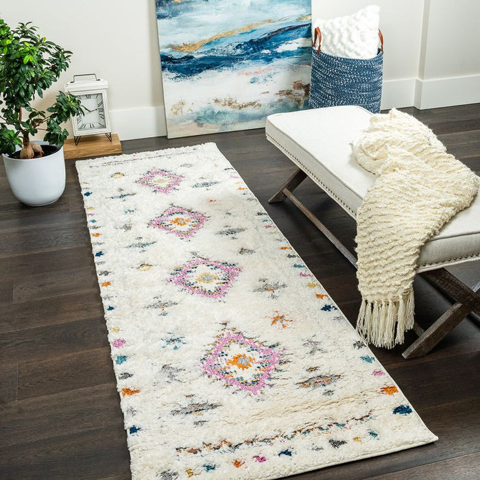 Carpette à poil long Lola à motif de diamants - 2 pi 7 po x 8 pi