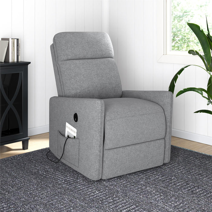 Fauteuil d’appoint à inclinaison électrique Kai de DHP en lin avec massage et chaleur - gris foncé