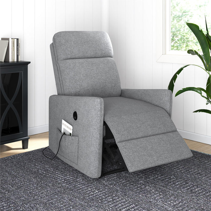 Fauteuil d’appoint à inclinaison électrique Kai de DHP en lin avec massage et chaleur - gris foncé