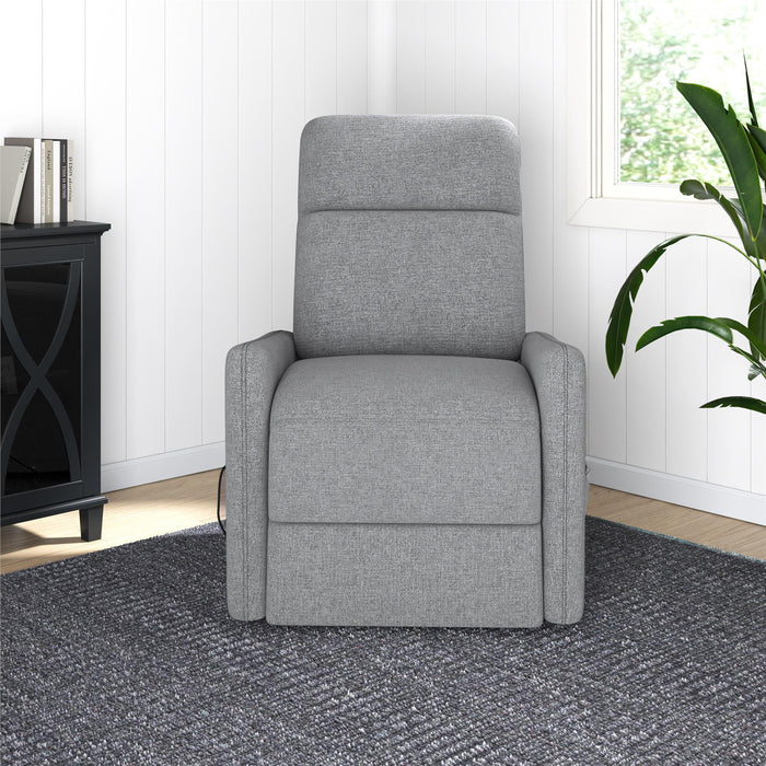 Fauteuil d’appoint à inclinaison électrique Kai de DHP en lin avec massage et chaleur - gris foncé