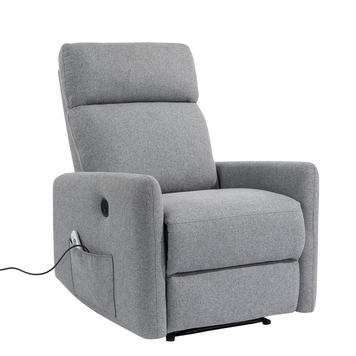 Fauteuil d’appoint à inclinaison électrique Kai de DHP en lin avec massage et chaleur - gris foncé