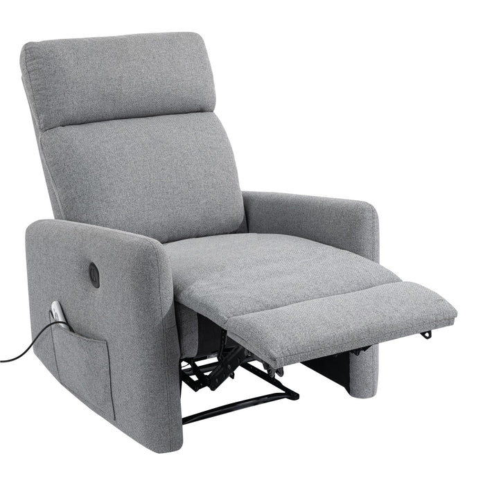 Fauteuil d’appoint à inclinaison électrique Kai de DHP en lin avec massage et chaleur - gris foncé