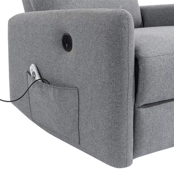 Fauteuil d’appoint à inclinaison électrique Kai de DHP en lin avec massage et chaleur - gris foncé