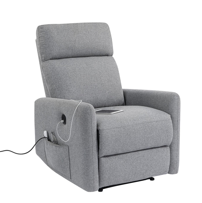 Fauteuil d’appoint à inclinaison électrique Kai de DHP en lin avec massage et chaleur - gris foncé
