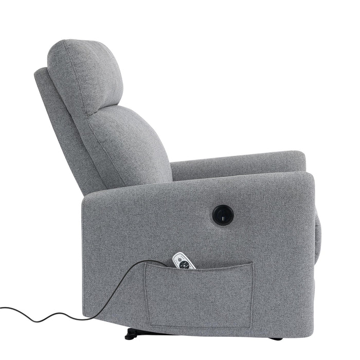 Fauteuil d’appoint à inclinaison électrique Kai de DHP en lin avec massage et chaleur - gris foncé