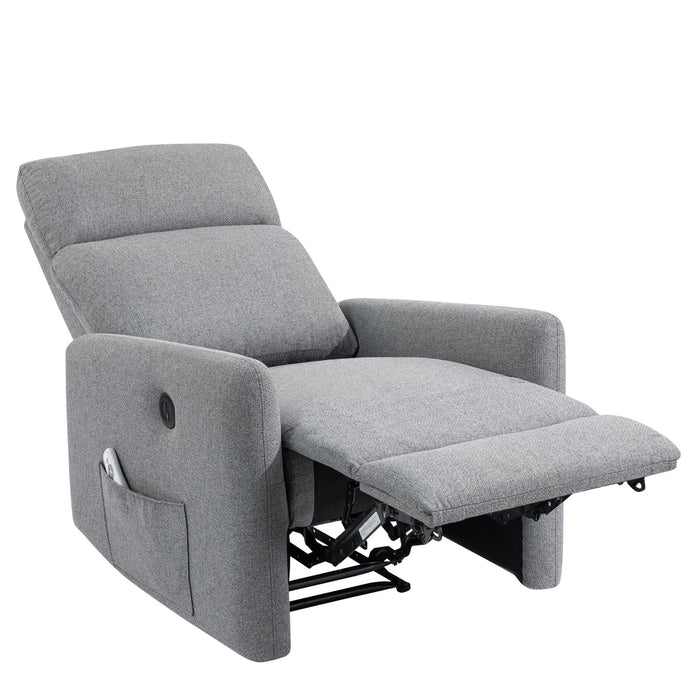 Fauteuil d’appoint à inclinaison électrique Kai de DHP en lin avec massage et chaleur - gris foncé