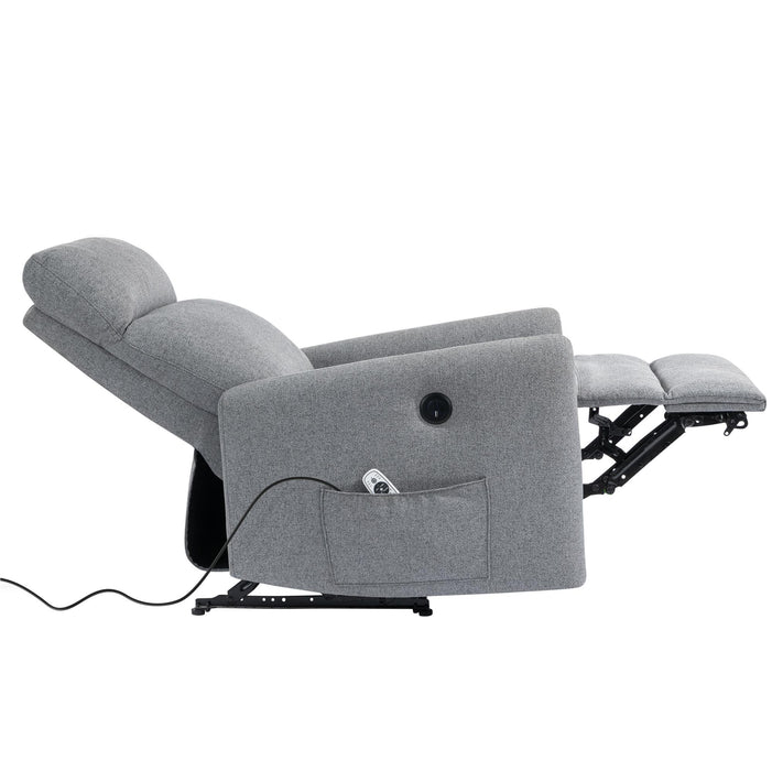 Fauteuil d’appoint à inclinaison électrique Kai de DHP en lin avec massage et chaleur - gris foncé