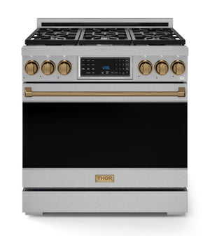 Cuisinière à gaz amovible de style professionnel collection Gordon Ramsay de Thor Kitchen de 36 po avec panneau de commande tactile inclinable - RSG36-BRZ