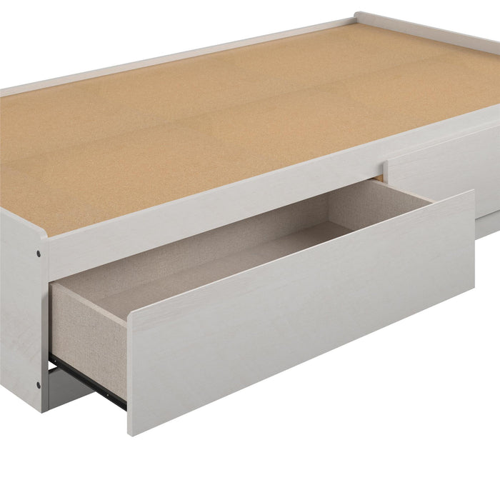 Lit simple plateforme Ameriwood Home avec tiroirs - chêne ivoire