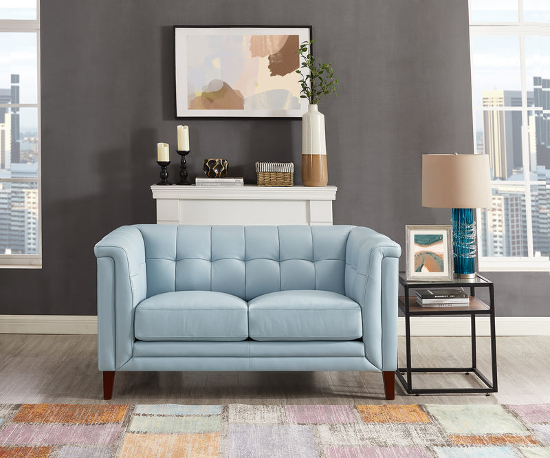 Causeuse Bodie de Hydeline en cuir - bleu spa
