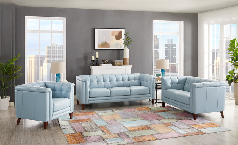 Causeuse Bodie de Hydeline en cuir - bleu spa
