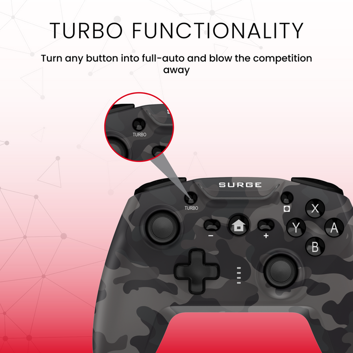 Manette sans fil Pro de Surge gris camouflage pour console Nintendo Switch