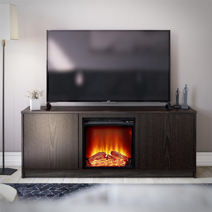 Meuble pour téléviseur Bartow d’Ameriwood Home avec foyer électrique - espresso