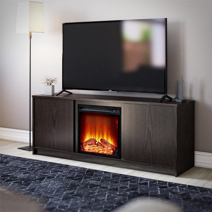 Meuble pour téléviseur Bartow d’Ameriwood Home avec foyer électrique - espresso