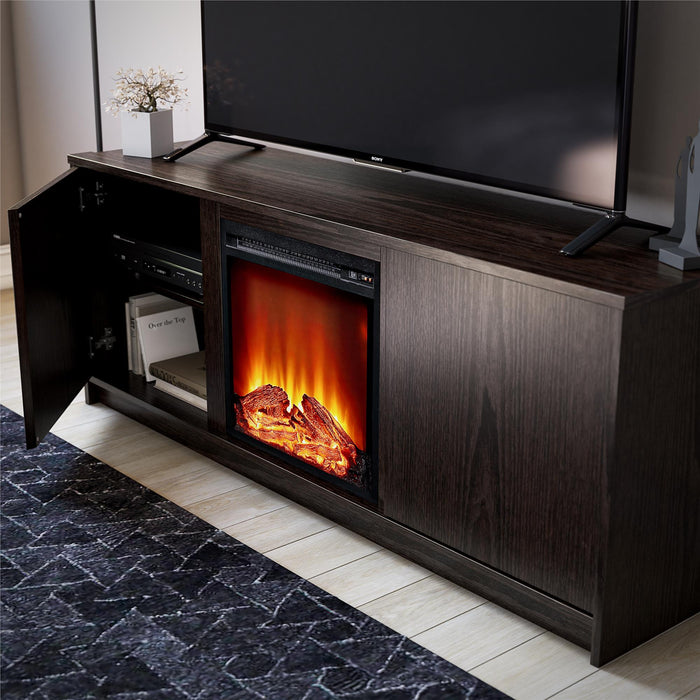 Meuble pour téléviseur Bartow d’Ameriwood Home avec foyer électrique - espresso