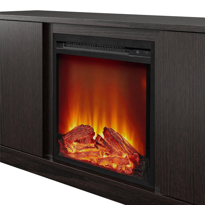 Meuble pour téléviseur Bartow d’Ameriwood Home avec foyer électrique - espresso