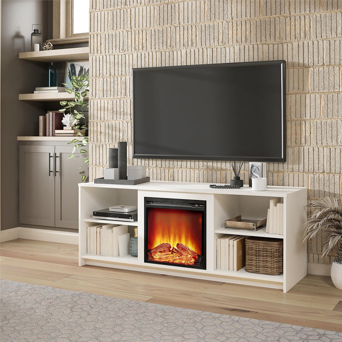 Meuble pour téléviseur Mainstays Courtland d’Ameriwood Home avec foyer électrique pour téléviseurs jusqu’à 65 po - blanc